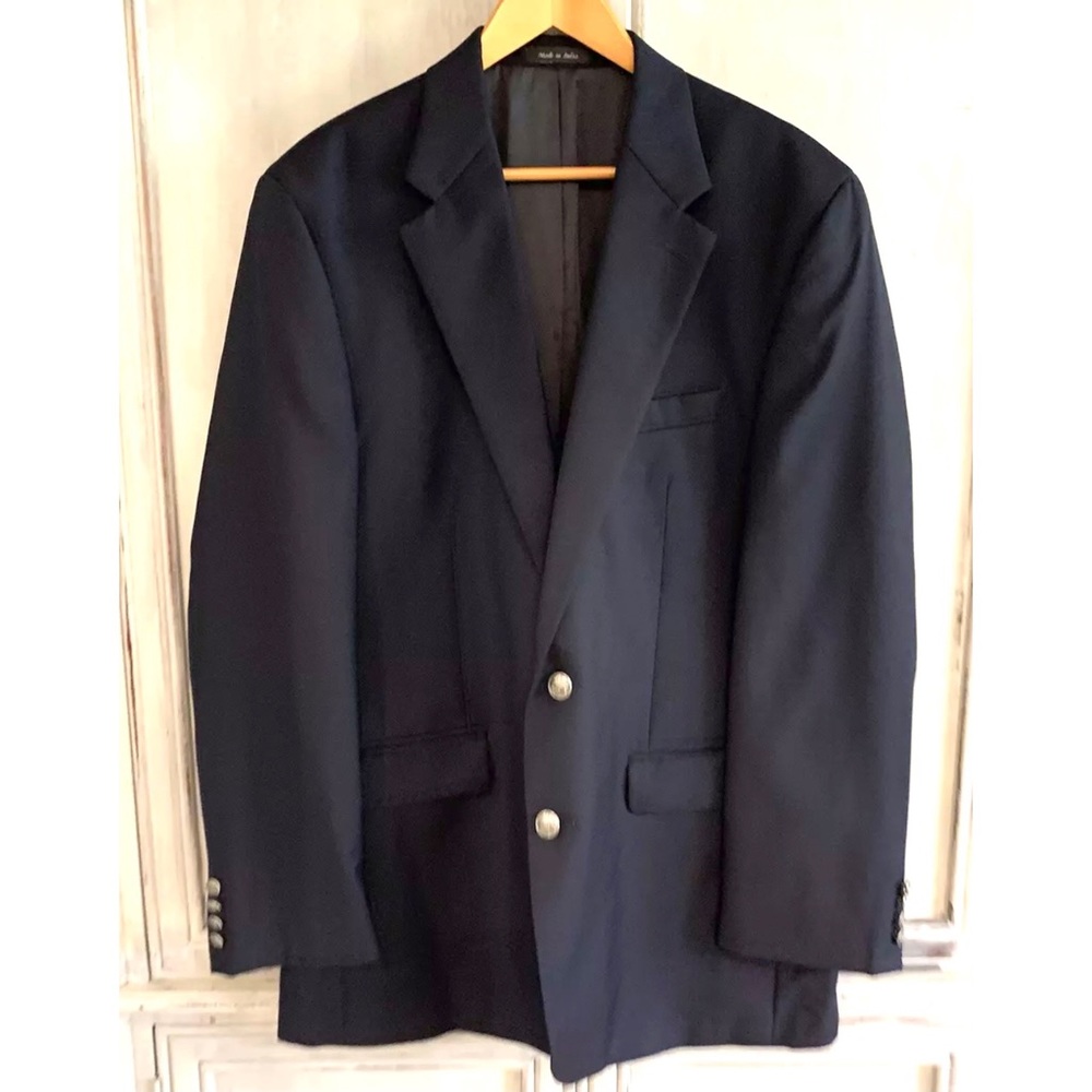 Michael Kors Navy Blue Wool Sport Coat Jacket 44L